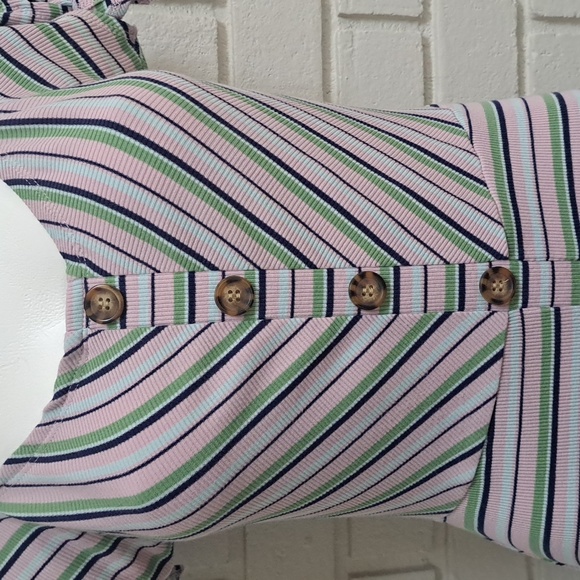 Miami Striped Faux Button Down Tie Sleeve Dress. Size Small NWOT - Picture 3 of 9